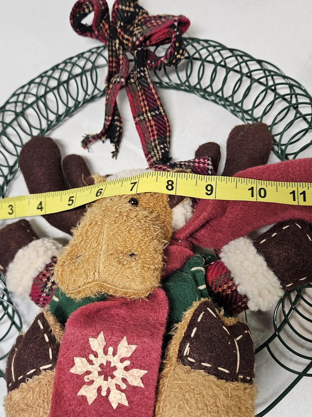 Festive Plush Reindeer Moose Design Christmas Holiday  Door Wreath